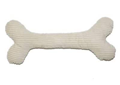 unbedenklicher Hundespielzeug Knochen aus Cord Baumwolle creme
